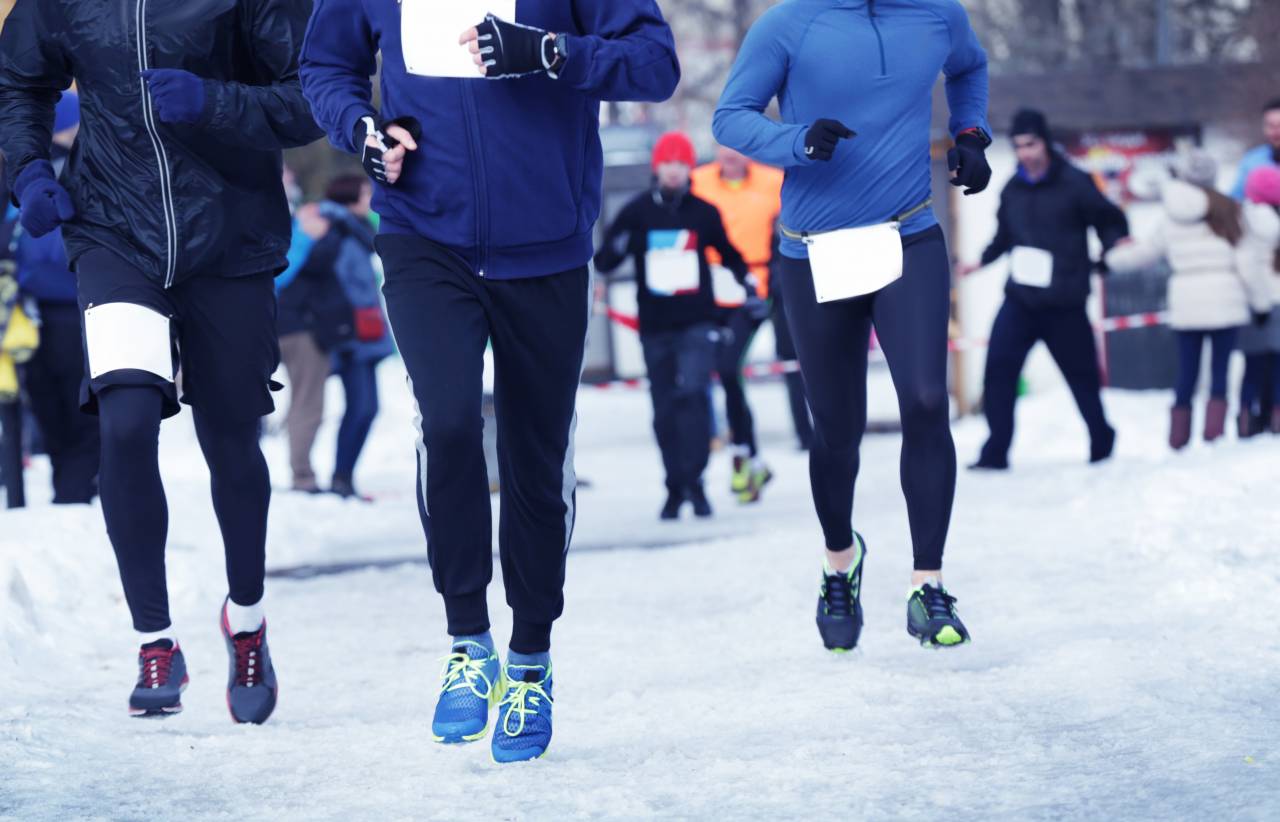 Marathon race on winter street | Crystal Valley