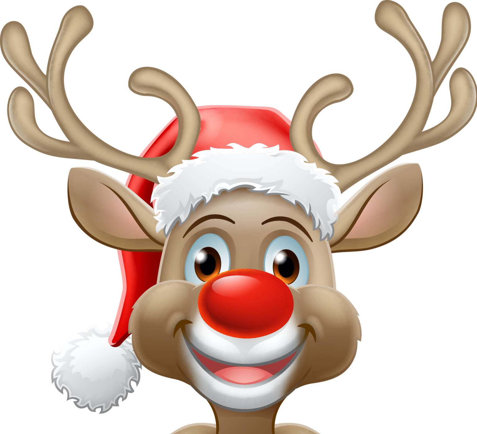 Christmas reindeer in a Santa hat cartoon character | Crystal Valley